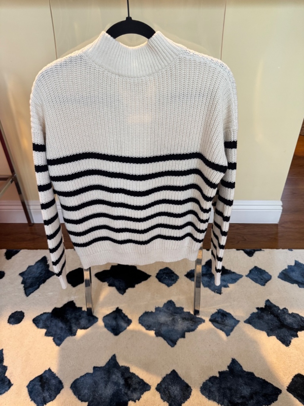 NWT Sezane Lucas Jumper in Ecru/Navy Size XS (Runs Large) - Picture 8 of 14